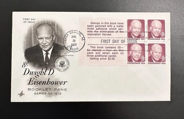 Sc 1395C Dwight Eisenhower Ike ArtCraft SEV# 1 Black w/ Booklet Pane 4 UA XF - Image 1 of 1