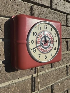VTG WESTCLOX/RED CROWN GASOLINE GAS STATION ADVERTISING WALL CLOCK - Picture 1 of 7