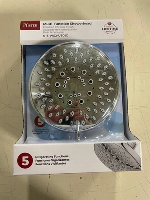 Pfister Shower Head, 5-Function, 1.75 GPM, Polished Chrome Finish, 015WS2UT01C - Image 1 of 4