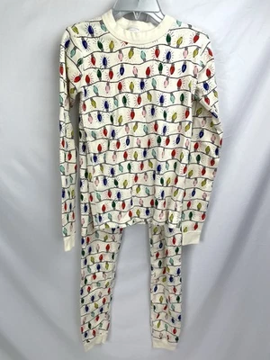 Hanna Andersson PJ Set детский 160 США 14 кремовые рождественские огни рубашка брюки - Изображение 1 из 4