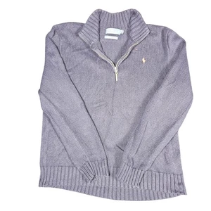 Suéter Polo Ralph Lauren Para Hombres XL Azul Marino Cuarto Cremallera Cuello Simulado Algodón Tejido - Imagen 1 de 9