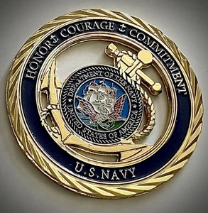 US Navy Challenge Coin-Gold Colored-Anchor-USN-New-Rope - Picture 1 of 4
