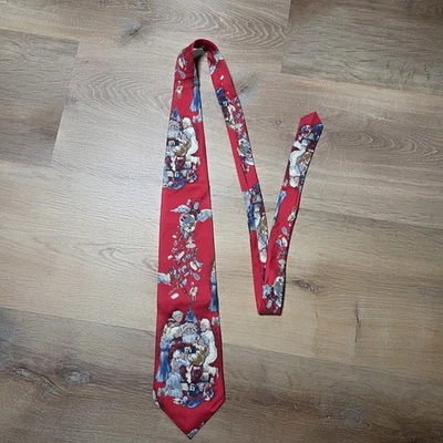 Corbata Wembley Vintage Navidad Vacaciones Viejo Mundo Papá Noel 100% Seda Foto 1 de 4