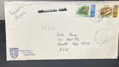 Correo aéreo registrado de las Islas Salomón, 1978, correo filatélico con Sc. 327 y 325 Foto 1 de 4