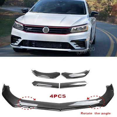 For Volkswagen Passat Carbon Fiber Style Car Front Bumper Lip Spoiler Splitter - Image 1 of 4