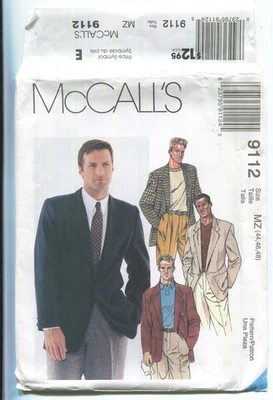McCalls 9112 Men's Unlined Jacket SZ 44-48 UNCUT 1997 - Image 1 of 3