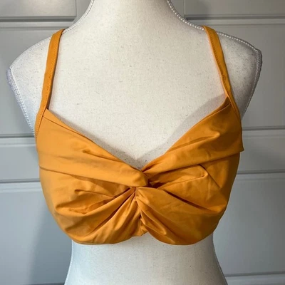 Athleta Bikini Top 34D/DD Orange Twist Front Criss Cross Back Swimwear - Image 1 of 4
