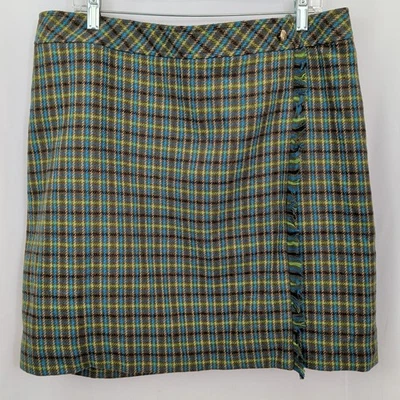 Nueva Falda Talbots Mezcla Lana Tartán Tweed Mujer 20W Pequeña Cuadros Verde Marrón Foto 1 de 4