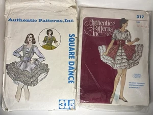 2 Authentic Patterns, Inc. PATTERN Square Dance Dress #317 & # 315 Sz 12-14-16 - Picture 1 of 22