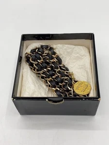 Cinturón de cuero negro con logotipo de marca de coco CHANEL accesorio de moda para mujer - Imagen 1 de 7