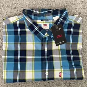 LEVI'S Mens Shirt 2XL Blue Long Sleeve Button Down Cotton The One Pocket NWT - Picture 1 of 10