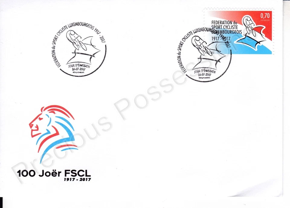 LUXEMBOURG FDC FIRST DAY COVER 2017 100 YEARS FSCL SPORTS CYCLING FEDERATION - Image 1 of 1