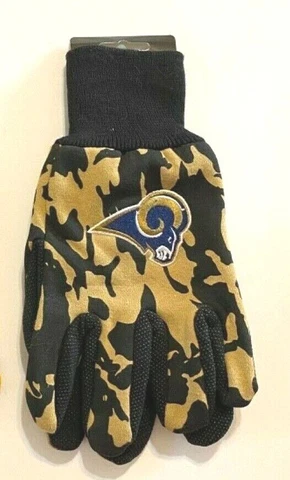 LOS ANGELES RAMS CAMOUFLAGE UTILITY WORK PLAY BASEBALL GLOVES NO SLIP GRIP NFL Cover