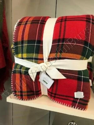 Pottery Barn Oakley 格子夏尔巴人扔红色 55x80 沙发口音扔全新 🦩 — 第 1/3 张图片