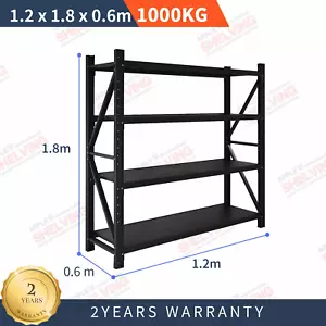 1.2m*1.8m*0.6m Metal Shelving 1000KG BLACK Apple Shelving - Picture 1 of 12