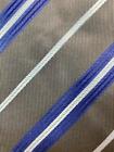 Etro Made In Italy Gray Darkblue Stripe Silk Necktie Tie Map2021a #R17