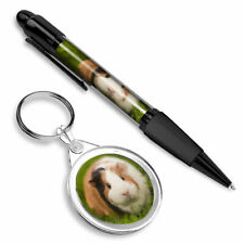 Pen & Keyring (Round) - Tri Coloured Guinea Pig Pet Rodent #15969