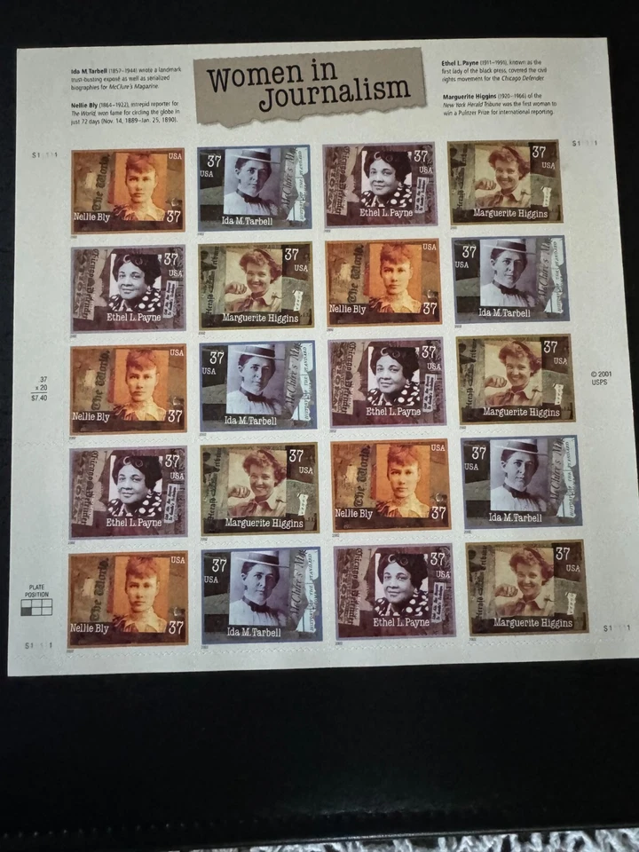 Scott #3665-68 Women in Journalism Pane of 20 37¢ Stamps (2002) - Image 1 of 1