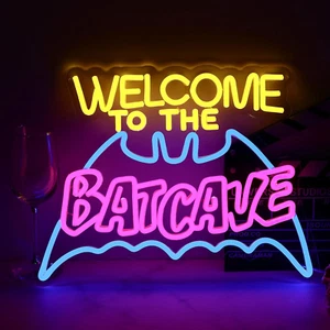 Bat Cave Neon Sign for Wall Decor Halloween Bat Room Neon Sign Bat Funny Home De - Picture 1 of 7