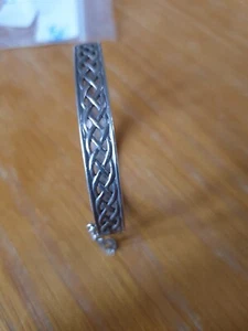 Vintage Celtic Knot Cutwork 925 Silver Bangle Safety Chain Birmingham B Ltd - Picture 1 of 16