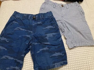 lot 2 boys shorts blue army striped lands end Gymboree 8 - Picture 1 of 6