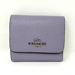 Cartera Coach Pequeña Triple en Cuero Púrpura Niebla CF427 Nueva Con Etiquetas - Imagen 1 de 7