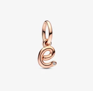Pandora Letter e Script Dangle Charm 782463C01 100% Authentic BNWOT - Picture 1 of 1