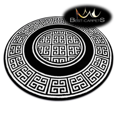 Modern Stylish Rug "GLOSS" circle glamour greek BLACK / IVORY Best Quality - Image 1 of 4