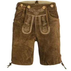 Authentic Oktoberfest Bavarian German Lederhosen For Men Cowhide Real Leather - Picture 1 of 6