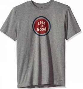 CAMISETA LIFE IS GOOD Gris Jaspeado ESFERA GRANDE S/S Para Hombre Mediana Nueva Con Etiquetas - Imagen 1 de 1