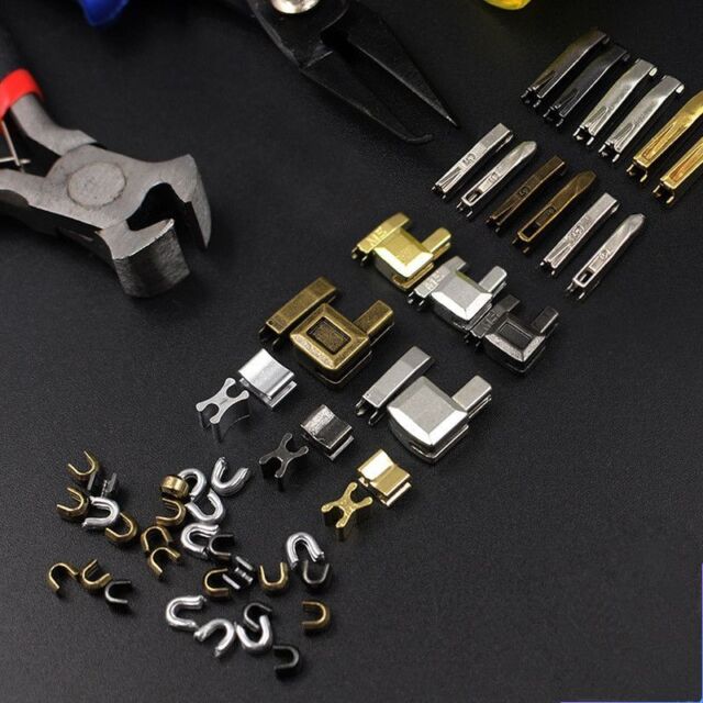 10/123PC Zipper Repair Kit Metal Retainer Insertion Pin Zipper Top /Bottom  stop