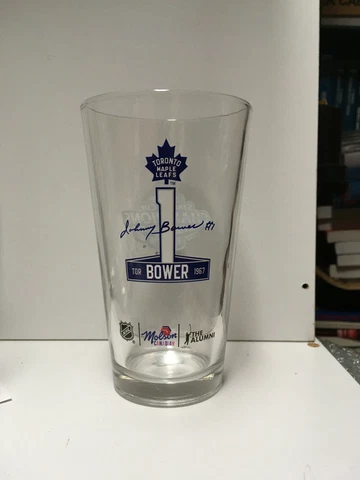 Johnny Bower Toronto Maple Leafs Beer Glass - Molson/ Stanley Cup Winners Cover