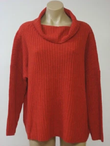 EILEEN FISHER Merino Yak Stretch Lava Funnel Neck Box Top Sweater L NWT $278 - Picture 1 of 1