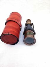 Antique Nautical Brass Made for Royal Navy LONDON-1917 Monocular with LeatherBox