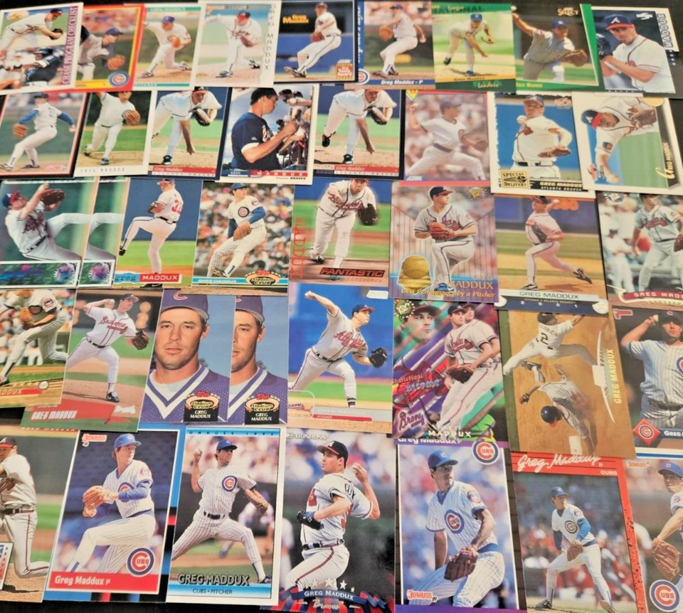 GREG MADDUX YOU PICK SEE SCANS OF EVERY CARD INSERTS 100,S LOT 1 ALL MADDUXS - Image 1 of 1