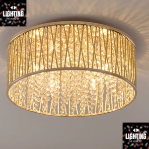Emilia Design Large Crystal Drum Flush Ceiling Light, Gold RRP £295 - Picture 1 of 4