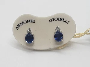 Armonías Joyas Pendientes De Oro Blanco 18KT Con Zafiro Y Diamantes (0445) - Imagen 1 de 8