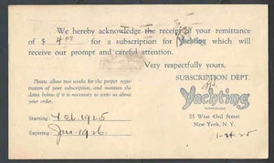 1925 PC Yachting Magazine NY Abo Gutschein - Bild 1 von 1