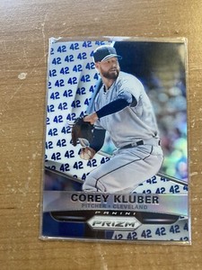 2015 Panini Prizm Jackie Robinson Blue Corey Kluber 21/42 #50 Cleveland Indians