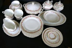 31 piezas porcelana antigua de Viena -- patrón de rosas rosadas VNN9 -- 9 platos de cena - Imagen 1 de 9