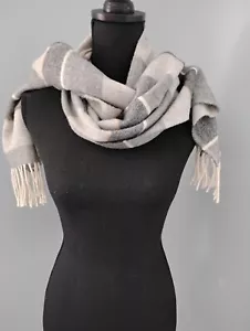 Barbarossa Plaid Fringed Scarf /Wrap Made in Italy 80% Wool 20% Polyamide - Picture 1 of 4