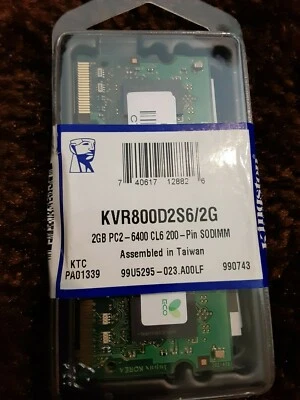 KVR800D2S6/2G Kingston 2GB DDR2 SoDimm Non ECC PC2-6400 800Mhz Memory - Image 1 of 2