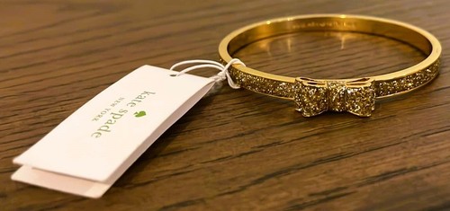 Bracciale Braccialetto Fiocco Glitter Kate Spade Moon River Rosa Nuovo con Etichette