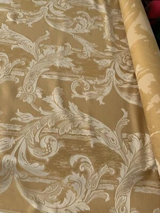 FABRIC Drapery DASMASK GOLD/ Pale Gold/Beige Floral made In Portugal-13 Yds - Picture 1 of 5