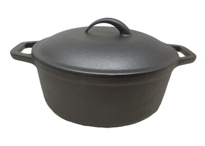 Dutch Oven Casserole Dish Cast Iron Pre-seasoned with 2 Oven Gloves VG-080 - Picture 1 of 10