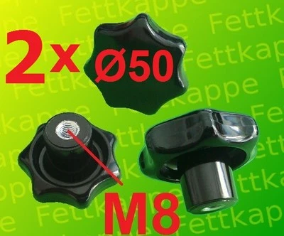 2 x Sterngriffmutter M8 - Griff Ø 50mm - Sternmutter Feststellmutter Sterngriff - Bild 1 von 3