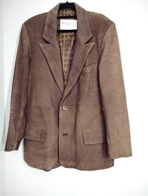 Gabardina Cougar International Marrón Envejecido De Colección Años 90 Cuero Genuino Talla M Foto 1 de 4