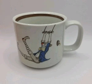 Taza de café Otagiri vintage circo trapecio payaso Japón moteado - Imagen 1 de 8