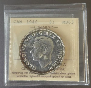 1946 Canada Silver $1 Dollar ***ICCS Graded MS-63*** KEY DATE - Picture 1 of 5