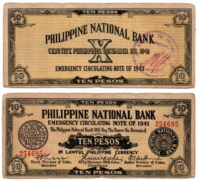 1941 Philippines Province Of CEBU 10P Emergency S217 C/S Naval, Leyte in 1942 - Image 1 of 4